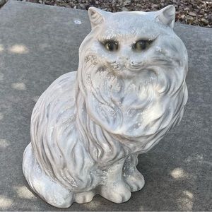 Persian, looking ceramic cat, looks beautiful out in the flowerbeds or anywhere
